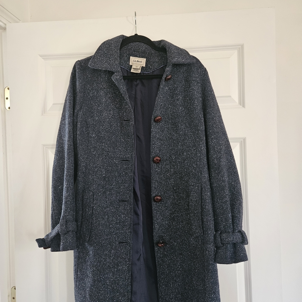 L.L. Bean Women's Blue Textured Trench Coat